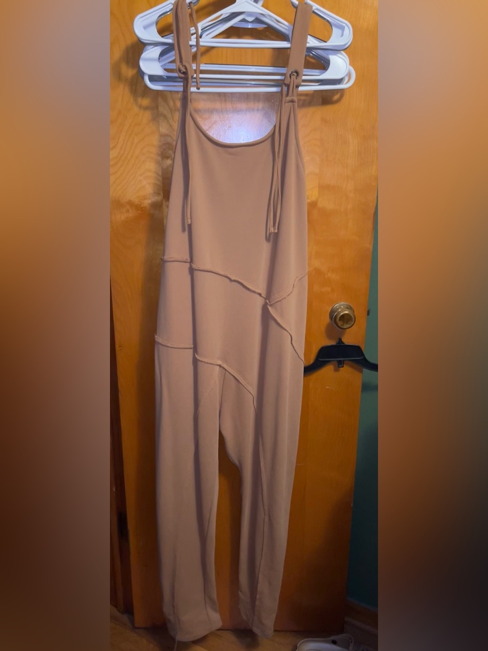 Listicle Tan Sleeveless Draped Jumpsuit